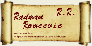 Radman Romčević vizit kartica